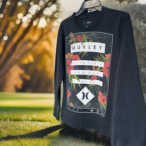 Hurley Damen Graphic Black Crew Sweatshirt Knit Skate Goth Floral Logo M - Bild 1 von 22