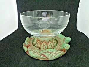RARE 1980's KALINGER Paris Ceramic Resin & Glass Candy Bowl w/ Saucer - Picture 1 of 8
