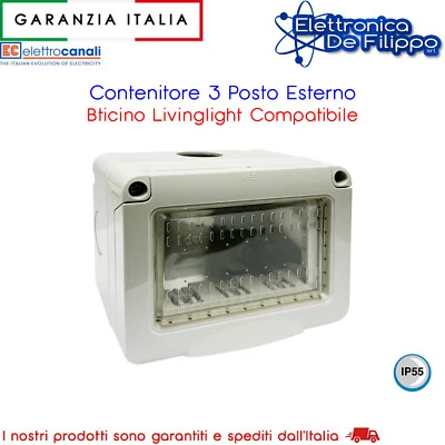 Contenitore 3 Posti Esterno Bticino Livinglight Compatibile - Immagine 1 di 2