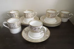 Wedgwood England Florentine Porcelain Gold Set Of 6 Demitasse Cup And Saucer - Picture 1 of 20