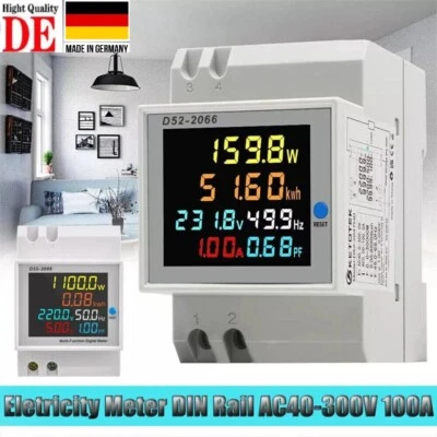 230V Wechselstromzähler Stromzähler Geeicht Für DIN Hutschiene 100A AC LCD 2025 - Bild 1 von 4