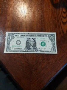 $1  Bill Birthday Note Fancy Serial Number 15091943 (15/09/1943) uncirculated - Picture 1 of 4