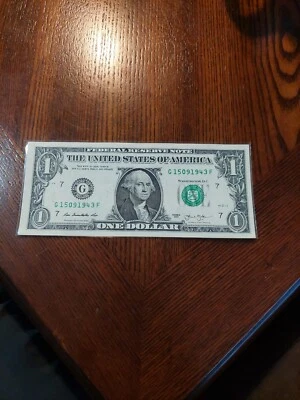 $1  Bill Birthday Note Fancy Serial Number 15091943 (15/09/1943) uncirculated - Image 1 of 4