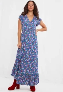 Joe Browns Emma Frill Sleeve Dress Flower Print Women Maxi Dress Size UK 12