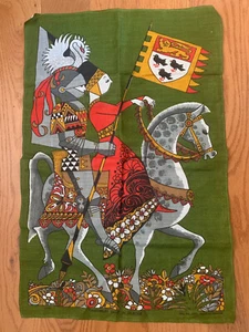1970s Ulster Irish Linen Vintage Tea Towel Canterbury Tales Vintage 20" x 30" - Picture 1 of 4