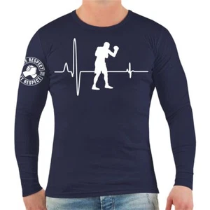 Longsleeve Herzschlag Boxen Give Respect Boxer Boxing Club Verein Label Fighter - Bild 1 von 3