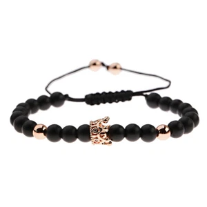 Classic Crown Bracelets For Women Men 6MM Matte Beaded Bracelet Luxury Jewelry - Picture 1 of 10