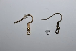 crochets, support boucle d'oreille (50%doré + 50%bronze) + fermoir plastique - Picture 1 of 5
