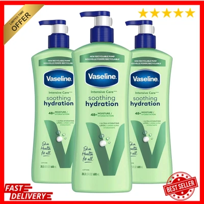Loción Corporal Vaselina Cuidado Intensivo 20.3oz (Paquete de 3), Hidratación Calmante con Foto 1 de 4