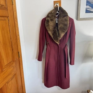 Worthington Burgundy Small Long Coat, Trench #93677, Free Shipping, Used - Picture 1 of 8