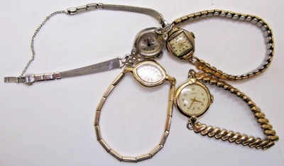 4 relojes de cuerda para mujer no funcionan COMO ESTÁN piezas reparación GF bandas Tornay Helbros Foto 1 de 4