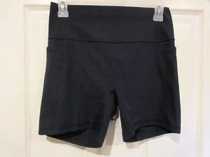 CRZ YOGA Black BIKER SHORTS~size MEDIUM 8 10~NWT~POCKETS~Athletic Active BIKE - Picture 1 of 5
