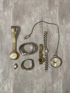 Mixed Vintage Wrist Pocket Watch Lot As Is Repair/Parts Silver Gold Tone - Picture 1 of 17