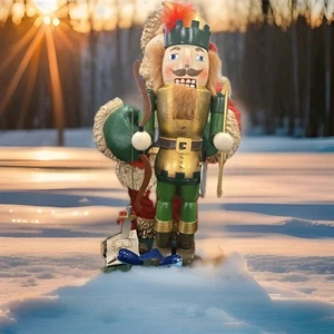 Bombay Co. Nussknacker Robin Hood 15" Holz Weihnachtsfigur Solider blaue Vögel - Bild 1 von 6