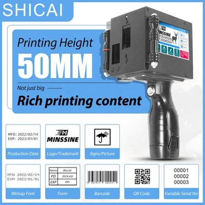 50mm Handheld Inkjet Printer Gun for QR Barcode Batch Number Logo Expiry Date  - Image 1 of 4