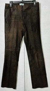 Leon Max Vintage Women’s Brown Leather Medium pants crocodile skin pattern Rare - Picture 1 of 15