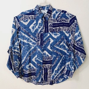 Camicia Victoria Hairlooms uomo taglia M blu geometrica con bottoni manica lunga 5514 - Foto 1 di 8