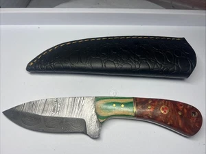 MHS Cutlery Damascus Fixed Blade With Sheath Lot 261 - Picture 1 of 5