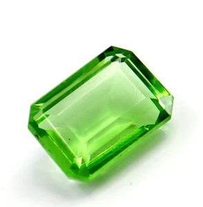 Green Color Natural Peridot 10Ct Certified Loose Gemstone Emerald Cut CustomFree - Picture 1 of 7