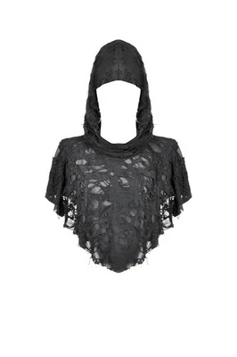 Chal de malla con capucha drapeado drapeado punk gótico negro Dark In Love para mujer Foto 1 de 4