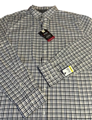 NEW! Van Heussen Flex Stretch Button-Down; Black, Plaid, Men’s (Medium) - Image 1 of 4