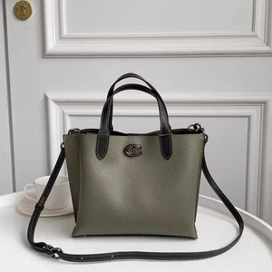 NEW COACH Willow Tote 24 Signature Canvas 2 way Crossbody Bag C8561 Olive Green - Picture 1 of 7