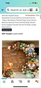 Animals Balloon Garland Arch Kit, 130pcs Woodland Themed Sage Green Brown | - Picture 1 of 4