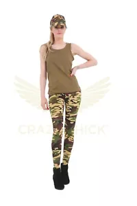 Damas Ejército 3 piezas Leggings de Camuflaje Chaleco Prenda para el torso y Sombrero Elegante Vestido Disfraz - Imagen 1 de 1
