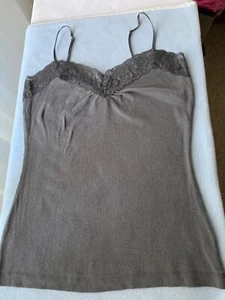 Worthington Sexy Camisole Medium Pewter Gray Lace Trim EUC/NEED SURGERY $$ - Picture 1 of 3