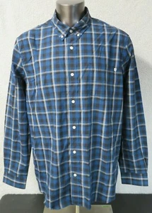 Mens Timberland Long Sleeve Button Front Shirt Plaid Size XXL Blue White Black - Picture 1 of 9