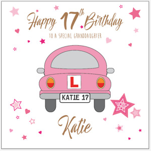 Personalised Girls Learner Driver 17th birthday card Daughter Granddaughter