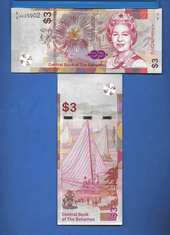 Bahamas $3.00 Year 2019 Queen Elizabeth II Uncirculated Banknote Cover