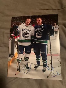 DANIEL SEDIN + HENRIK SEDIN VANCOUVER CANUCKS HOF SIGNED AUTOGRAPHED 8X10 PHOTO - Picture 1 of 1