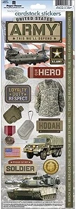 US Army Scrapbooking Sticker Cardstock Soldier Tank Camo Tags Military Decor Lot - Picture 1 of 1
