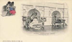 Postcard Private Mailing Card Fountain Congressional Library Washington DC - Picture 1 of 2