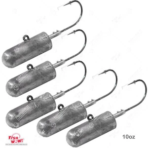 5 Stück Fische WOW! 10 Unzen Kugel Jigkopf mit 2x starken 10/0 Mustad Nickel Haken 32786 - Bild 1 von 8