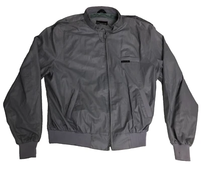 VTG 80's Members Only Men's Jacket Gray 46 Zip Up Logo Small Stains Lined - Image 1 of 4