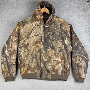Vtg Game Winner Real Tree Xtra Camo Insulated Hooded Jacket L Hunting Coat READ* - Picture 1 of 11