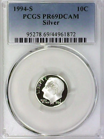 1994-S 10C Roosevelt Dime  PCGS PR69DCAM 90% Silver 22wrc0622 Cover