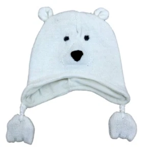 CP Infant Boys & Girls White Knit Polar Bear Peruvian Trapper Hat 6-12 Months - Picture 1 of 1
