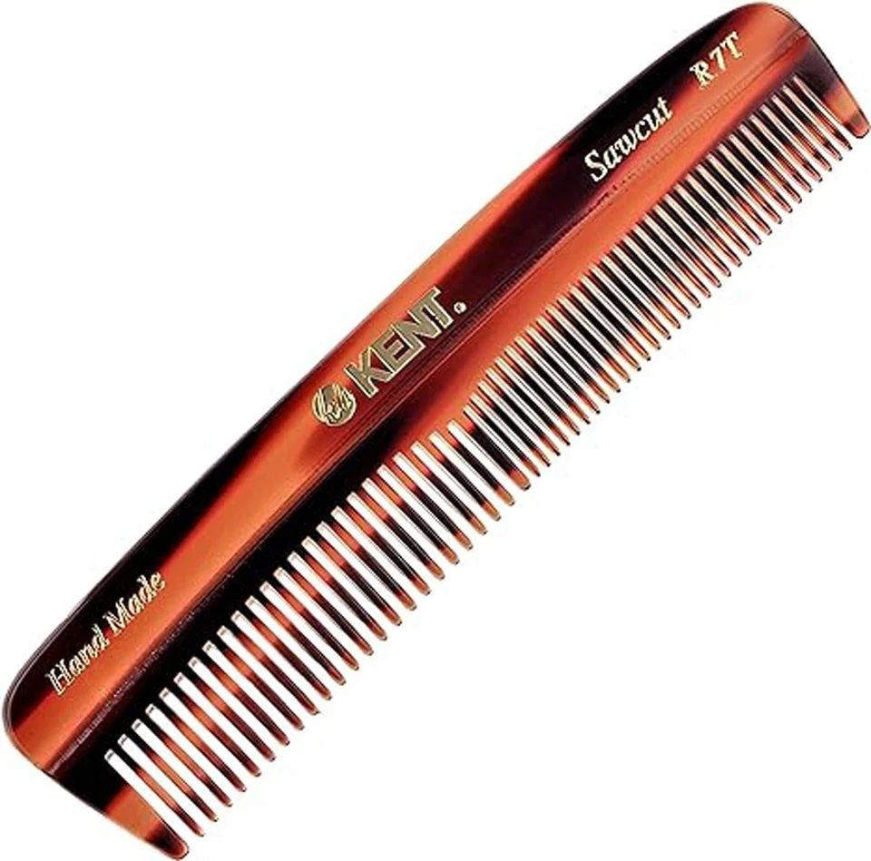 Kent  Brushes R7t Pocket Comb  Tortoiseshell Hand Made Sawcut 130mm coarse/fine - Image 1 of 1