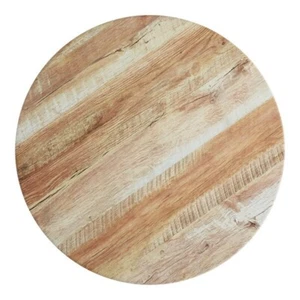 Mesa redonda de restaurante de 36"" con acabado superior laminado de madera de granero - Imagen 1 de 8