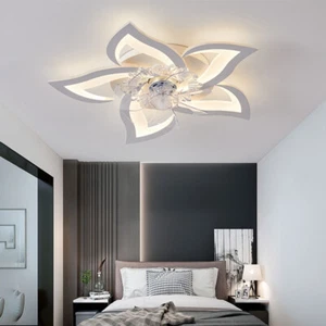 Modern Ceiling Fan with Light LED Multi-Head Flush Mount Lamp Bedroom Lighting - Picture 1 of 10