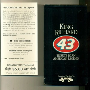 NASCAR -RICHARD PETTY -VIDEO -VHS - KING RICHARD - TRIBUTE TO AN AMERICAN LEGEND - Picture 1 of 3