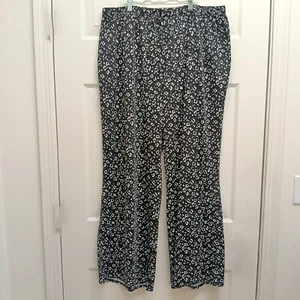 Love Ryan Palazzo Pants Wide Leg Stretch Boho Flowy Comfy Pull On Black 3x - Picture 1 of 11