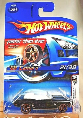 Hot Wheels Faster Than Ever #21 2006 primeras ediciones 21/38 '69 Camaro negro con FTE Foto 1 de 4