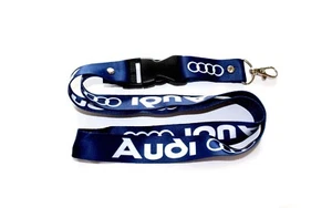 AUDI Lanyards 1 inch x 22 inch KeyChain ID Badge Cardholder Navy Dark Blue - Picture 1 of 4