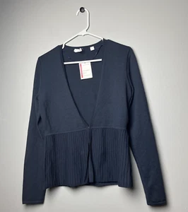 BOSS Fily Pleated Wool Cardigan Women's Size Medium NWD $278 - Picture 1 of 9