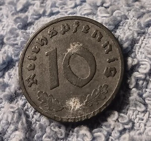Vintage 1941 World War 2 10 Reichspfennig , Has Oxidation - Picture 1 of 12