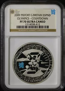 2009 Great Britain 5€ ~ Piefort Olympics, Countdown ~ NGC PF 70 w/ Org Cert ~ #8 - Picture 1 of 9